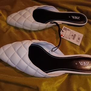 Zara Flat Shoe White NWT